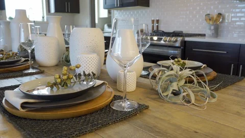 Dining Room Table Detail Move Left on Setting Stock Footage 112886421