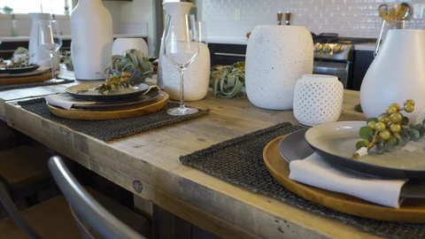 Dining Room Table Detail Move Right on Setting Stock Footage 112886427