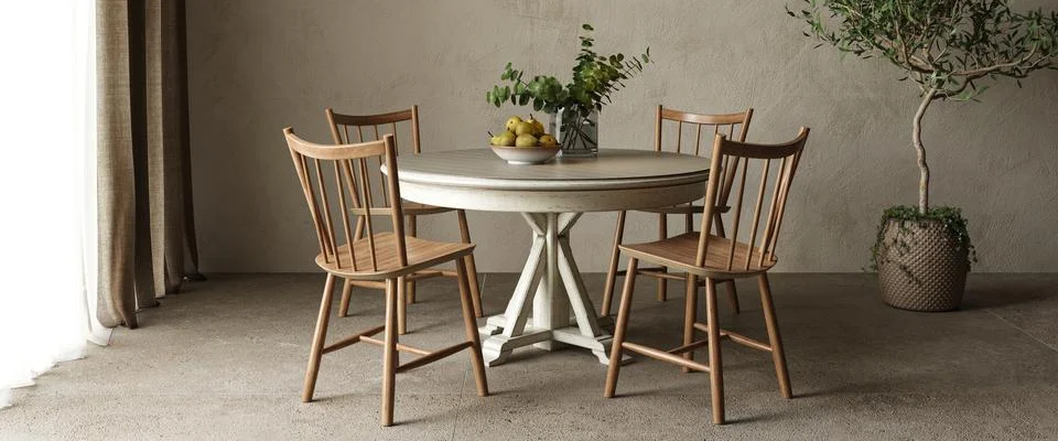Dining room table. High quality illustration 3d rendering. Country interior 스톡 일러스트