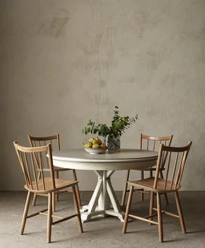 Dining room table. High quality illustration 3d rendering. Mockup empty wall Stock Illustration