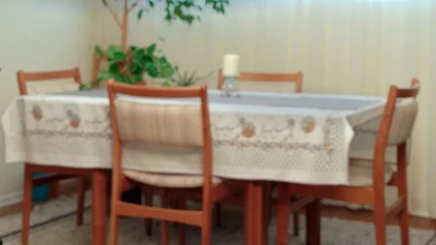 Dining room table shot out of focus for compositing etc. Stock Footage 74469263