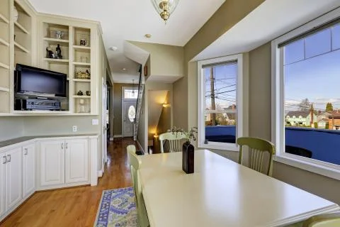 Dining room with tv Stock Photos