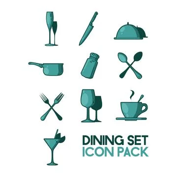 Dining Set Icon Pack Illustrazione stock