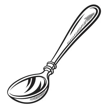 Dining Spoon Line Art Vector Icon on White Background Stock Illustration
