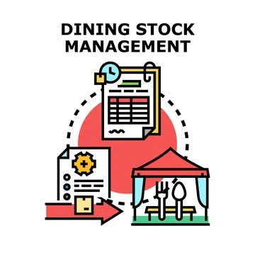 Dining stock management concept for restaurant business planning Stock Illustration