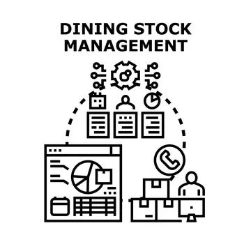 Dining stock management process optimizing restaurant kitchen inventory Stock Illustration