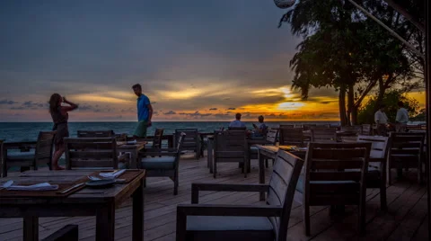 Dining sunset on the deck Stock Footage 51138659