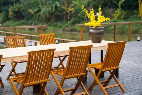 Dining table and chair Stock Photos