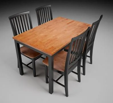 Dining Table and Chairs 3D Model