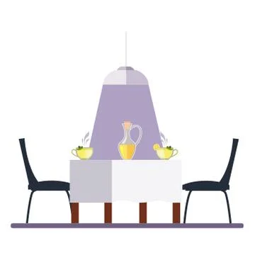 Dining table and chairs. Flat style vector Illustrazione stock