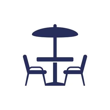 Dining table and chairs, garden furniture icon Stockillustratie
