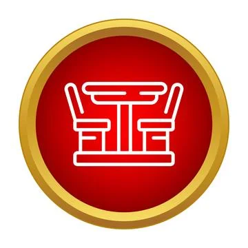 Dining table and chairs icon representing restaurant seating Stock Illustration