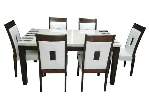 Dining Table and chairs isolated on white background. Luxury and modern dinin Stock Illustration