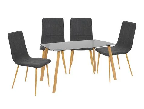 Dining Table and chairs isolated on white background. Luxury and modern dinin Illustrazione stock