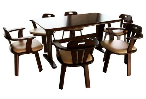 Dining Table and chairs isolated on white background. Luxury and modern dinin Stock Illustration