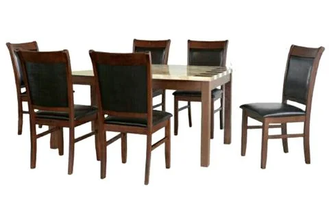 Dining Table and chairs isolated on white background. Luxury and modern dinin Stock Illustration