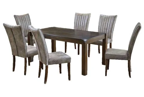 Dining Table and chairs isolated on white background. Luxury and modern dinin Stock Illustration