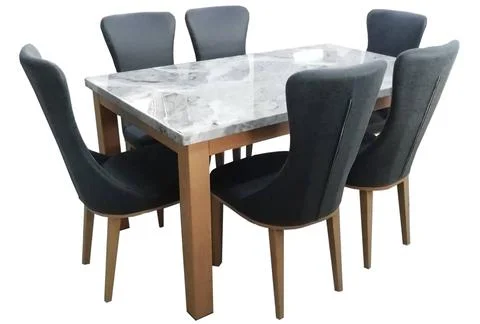 Dining Table and chairs isolated on white background. Luxury and modern dinin Stock Illustration