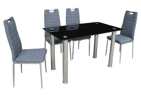 Dining Table and chairs isolated on white background. Luxury and modern dinin Stock Illustration