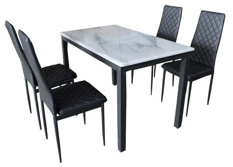 Dining Table and chairs isolated on white background. Luxury and modern dinin Stock Illustration
