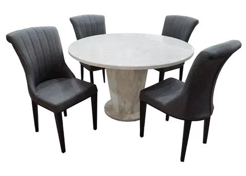 Dining Table and chairs isolated on white background. Luxury and modern dinin Illustrazione stock
