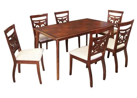 Dining Table and chairs isolated on white background. Luxury and modern dinin Stock Illustration