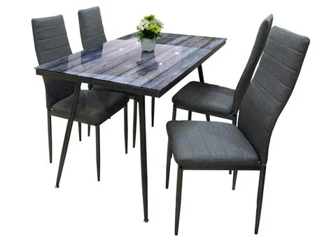 Dining Table and chairs isolated on white background. Luxury and modern dinin Stock Illustration