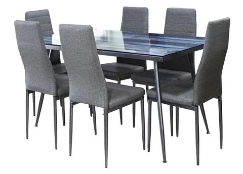 Dining Table and chairs isolated on white background. Luxury and modern dinin Stock Illustration