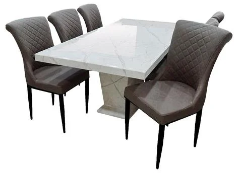 Dining Table and chairs isolated on white background. Luxury and modern dinin Illustrazione stock