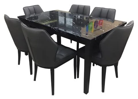 Dining Table and chairs isolated on white background. Luxury and modern dinin Stock Illustration