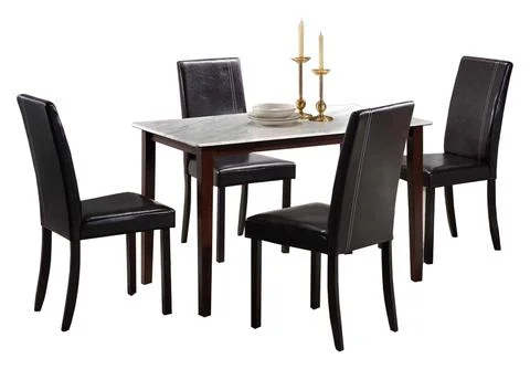 Dining Table and chairs isolated on white background. Luxury and modern dinin Stock Illustration