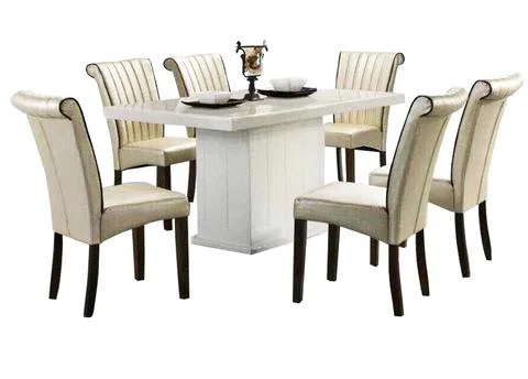 Dining Table and chairs isolated on white background. Luxury and modern dinin Illustrazione stock