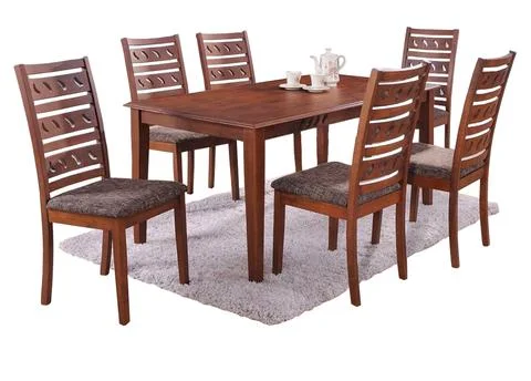 Dining Table and chairs isolated on white background. Luxury and modern dinin Stock Illustration
