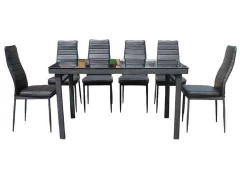 Dining Table and chairs isolated on white background. Luxury and modern dinin Stock Illustration