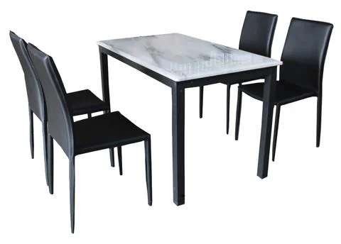 Dining Table and chairs isolated on white background. Luxury and modern dinin Illustrazione stock