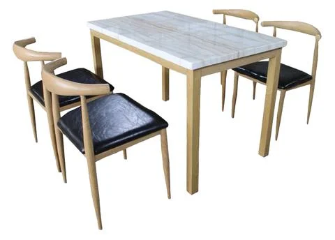 Dining Table and chairs isolated on white background. Luxury and modern dinin Stock Illustration