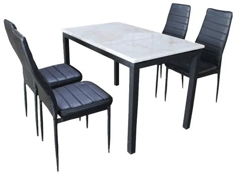 Dining Table and chairs isolated on white background. Luxury and modern dinin Stock Illustration