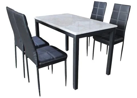 Dining Table and chairs isolated on white background. Luxury and modern dinin Illustrazione stock