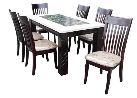 Dining Table and chairs isolated on white background. Luxury and modern dinin Illustrazione stock