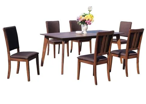 Dining Table and chairs isolated on white background. Luxury and modern dinin Illustrazione stock