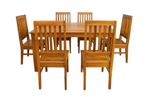 Dining table and chairs isolated Stock Photos