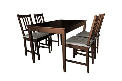Dining table and chairs isolated on white background Stock Photos