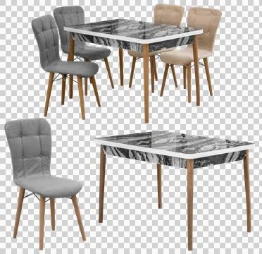 Dining table and chairs set isolated, kitchen furniture Stock Illustration