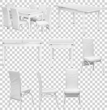 Dining table and chairs set isolated, kitchen furniture 스톡 일러스트