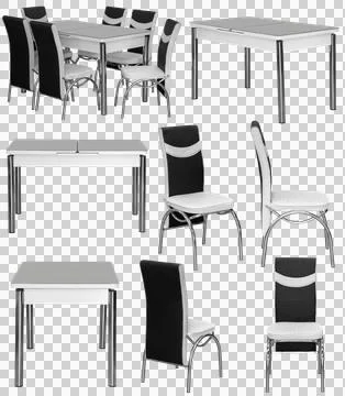 Dining table and chairs set isolated, kitchen furniture Stock Illustration