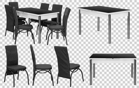 Dining table and chairs set isolated, kitchen furniture 스톡 일러스트