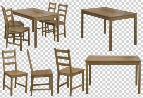 Dining table and chairs set isolated, kitchen furniture Stock Illustration