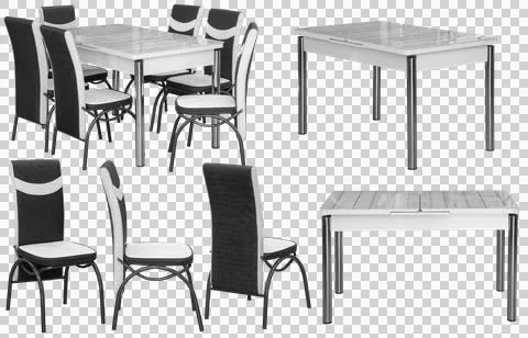 Dining table and chairs set isolated, kitchen furniture Stock Illustration