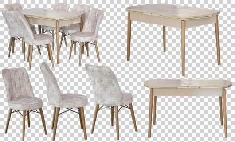 Dining table and chairs set isolated, kitchen furniture Stock Illustration