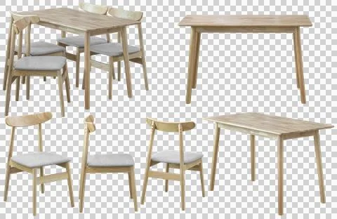 Dining table and chairs set isolated, kitchen furniture Stock Illustration